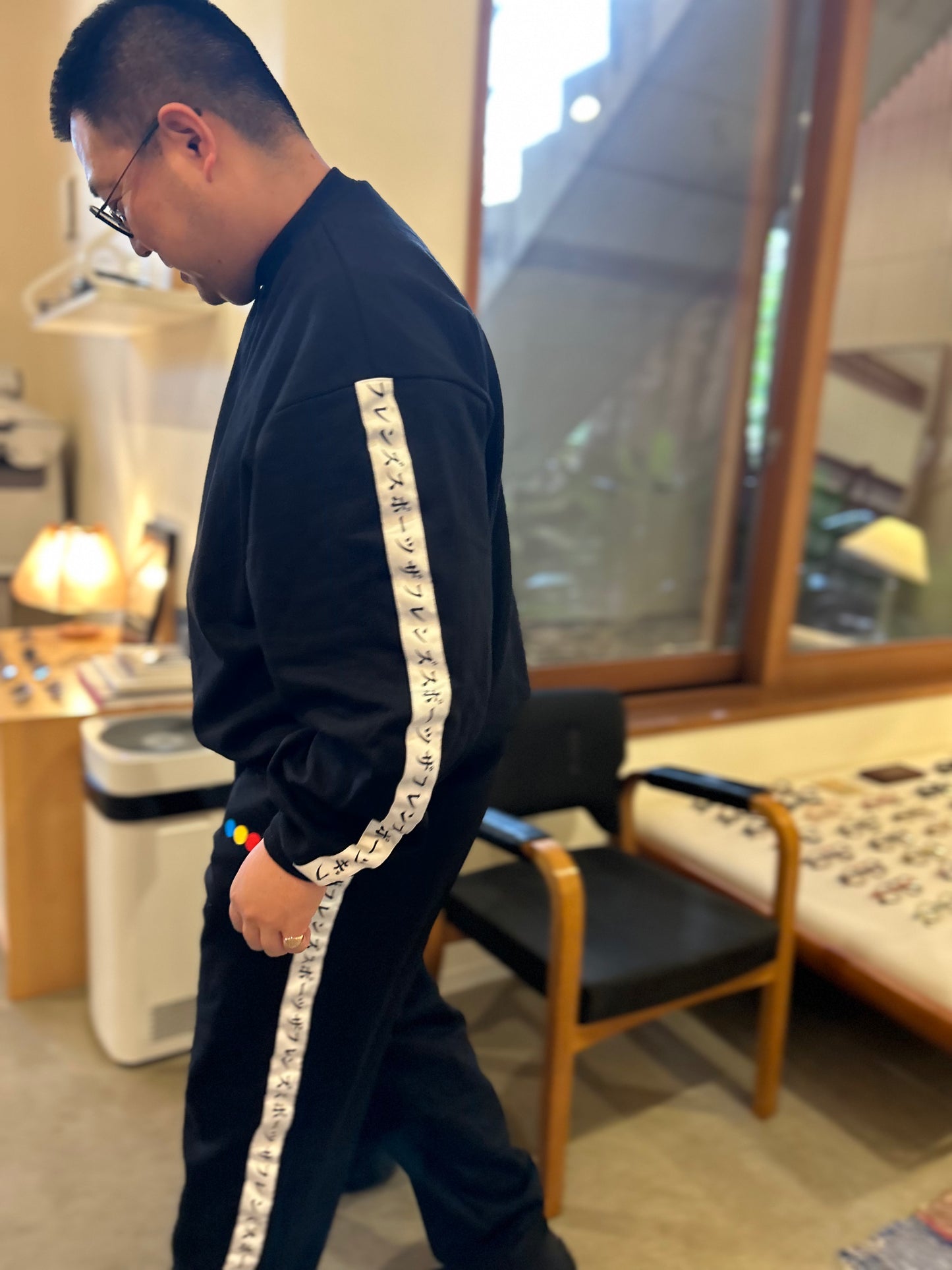 WID-WEIGHT WIDE CREWNECK SWEATSHIRT WHITE LINE