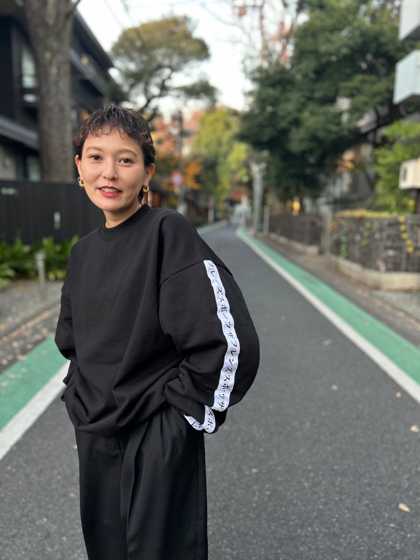 WID-WEIGHT WIDE CREWNECK SWEATSHIRT WHITE LINE